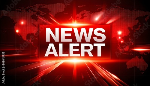 Global News Impact, a vivid red background with a world map, illuminated by beams of light converging on the bold text 