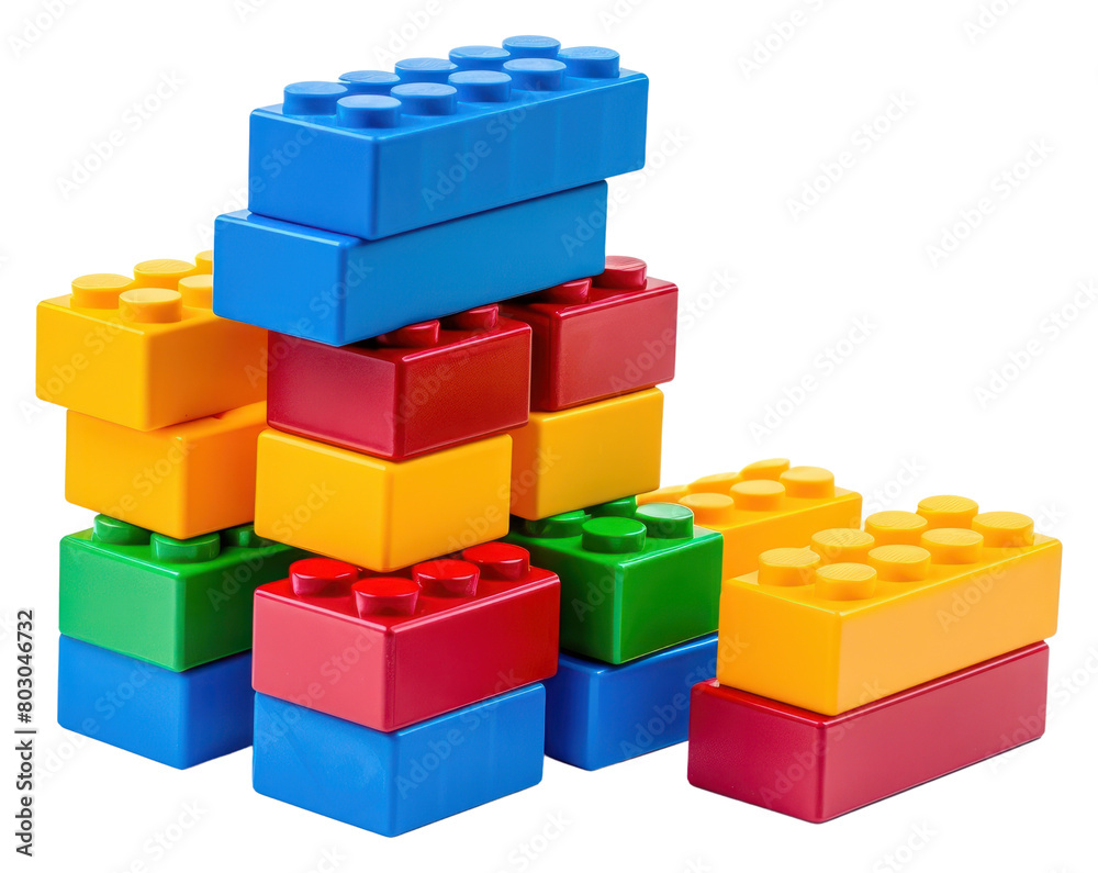 Fototapeta premium PNG Plastic building blocks toy white background construction.