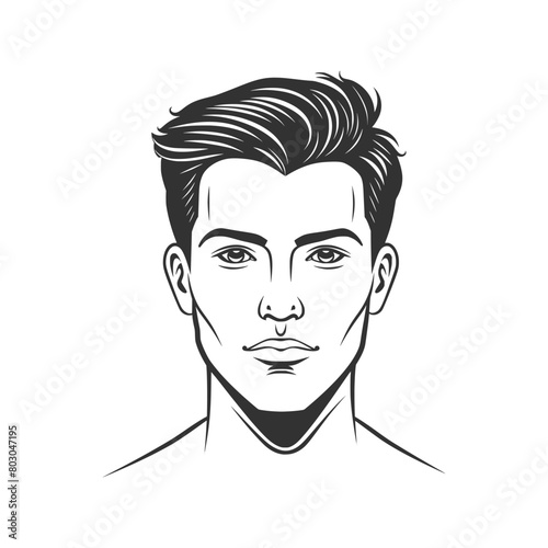 simple line art, vector logo of the face of an attractive man with short hair  on white background AI generated.