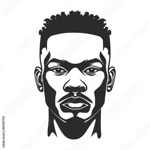  logo, vector style portrait of an african american man with short hair. AI generated.
