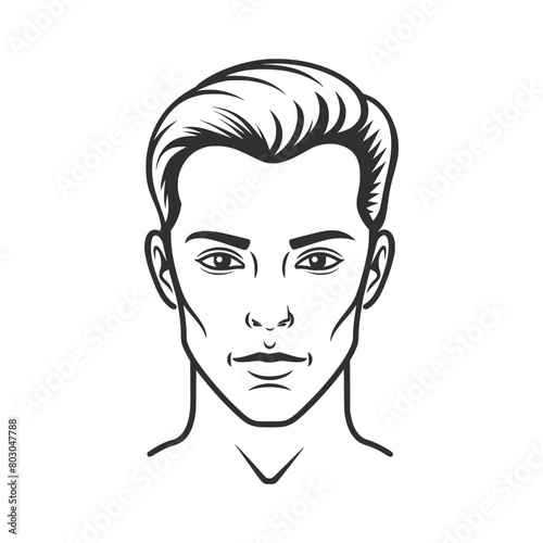simple line art, vector logo of the face of an attractive man with short hair  on white background AI generated.