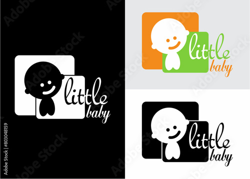 little boy logo green and orange color for smart education template