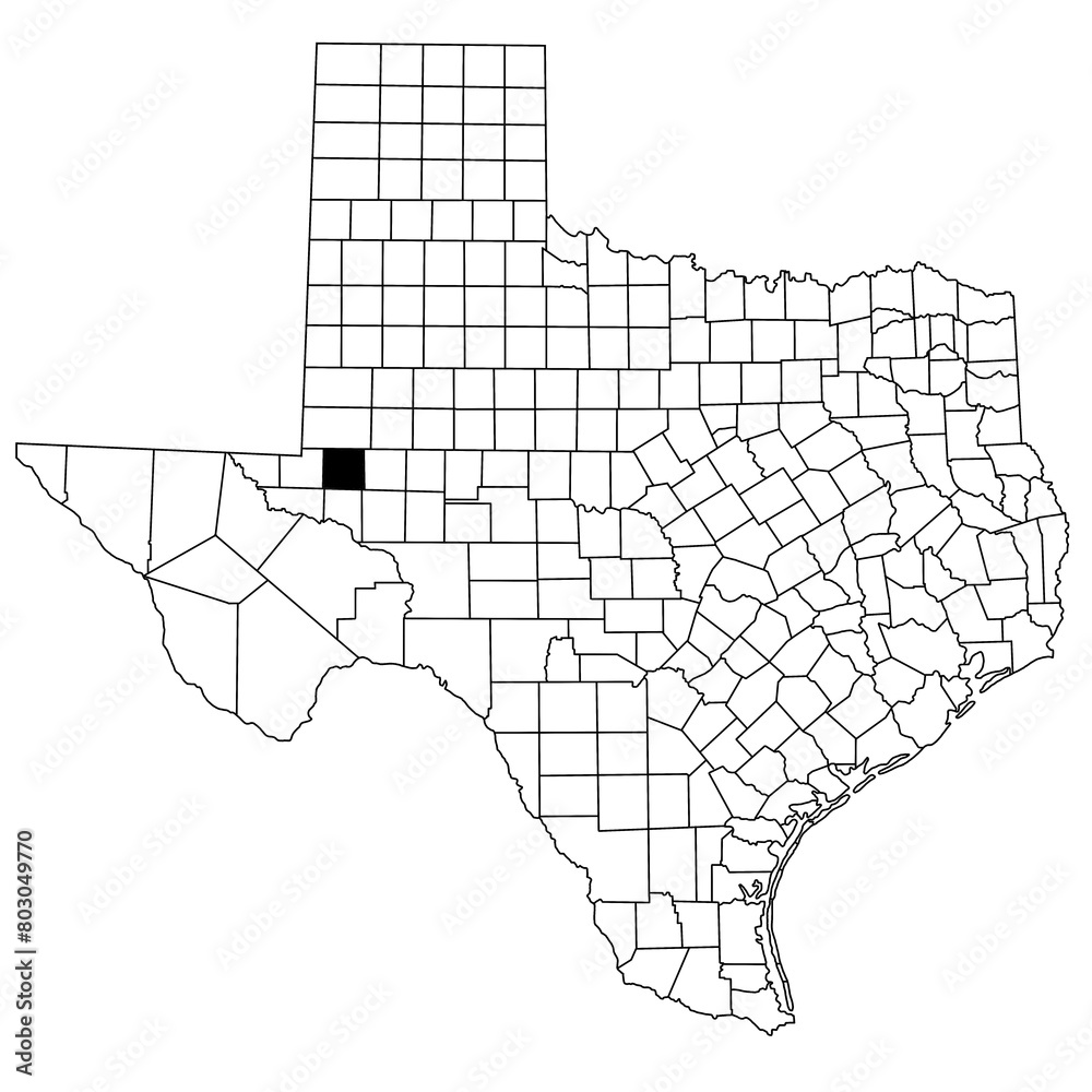 Map of ector County in Texas state on white background. single County ...