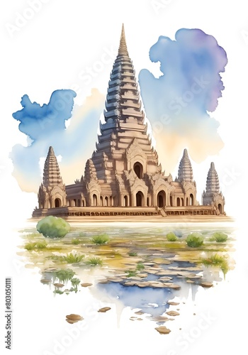 Cambodia Country Landscape Illustration Art