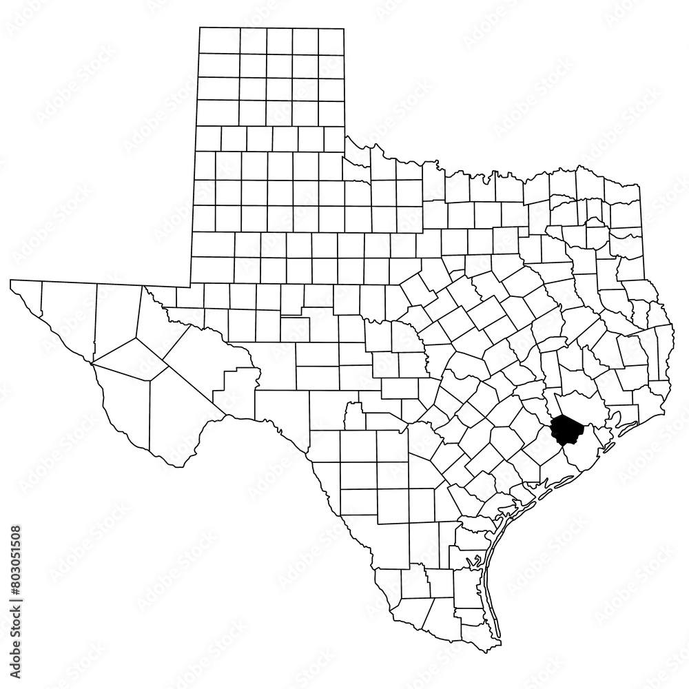 Map of fort bend County in Texas state on white background. single