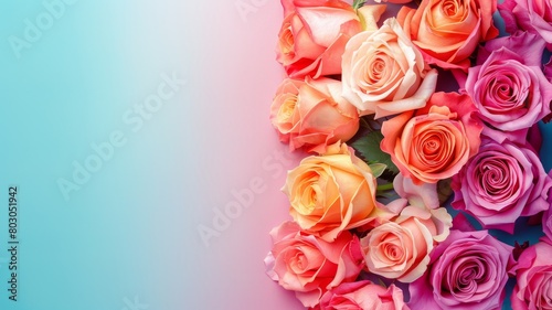 Beautiful bouquet of roses on a white background
