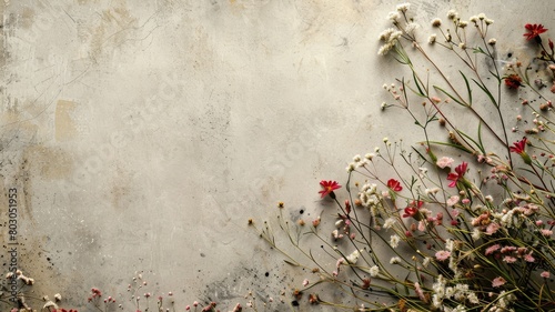 Vintage Floral Paper Background with Pink Flowers and Texture