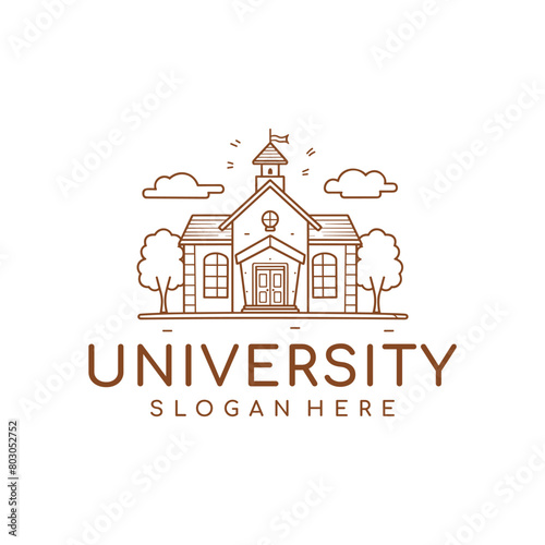 School and university line logo vector illustration