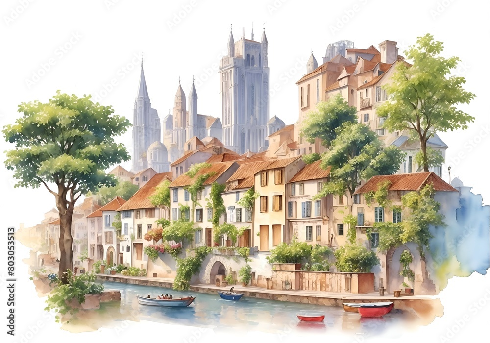 Fototapeta premium Cote d Ivoire Country Landscape Illustration Art