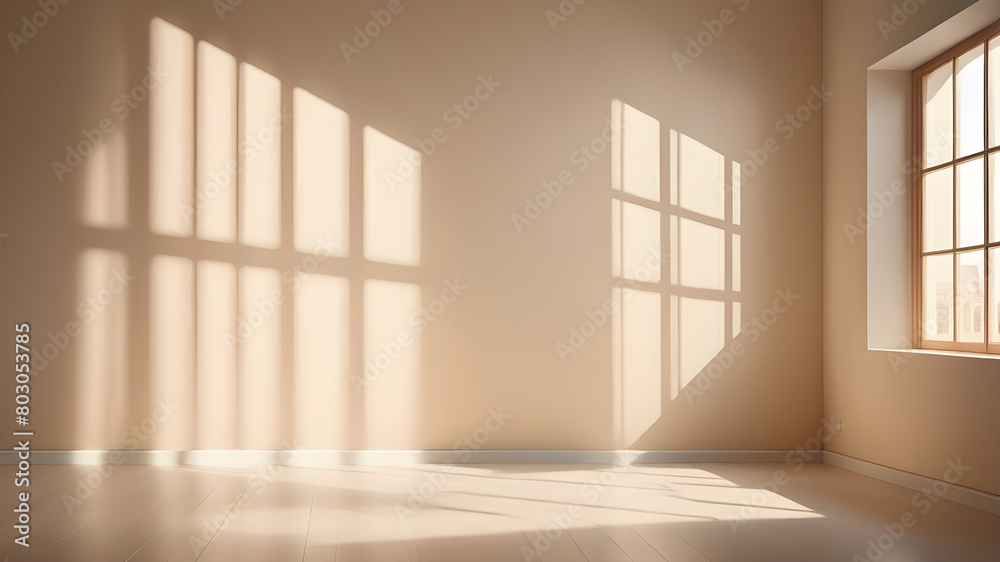 Minimalistic a light beige background for product presentation with light and intricate shadow from the window and wall Minimalistic a light beige background for product presentation with light and intricate shadow from the window and wall