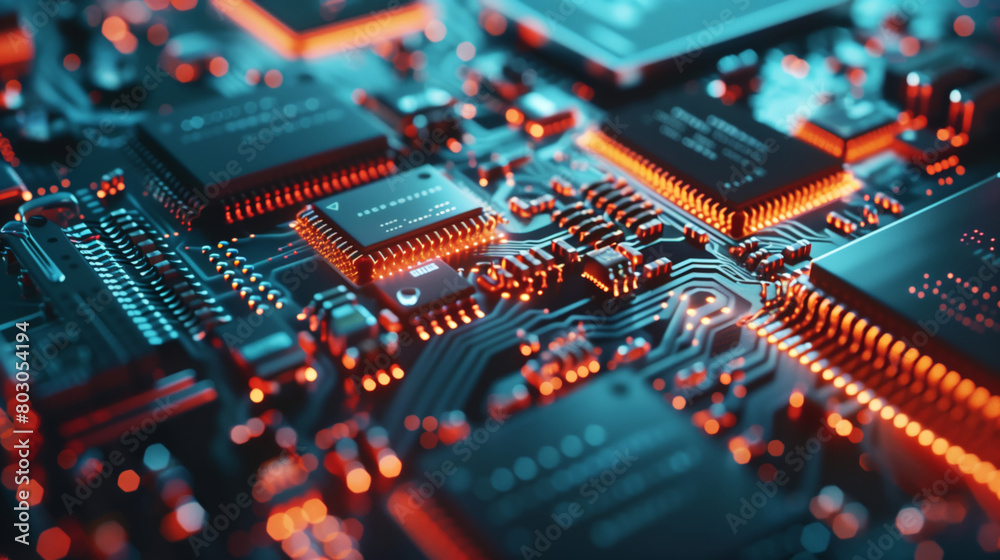 Close-up of a computer chip. The image reflects the inner workings of a computer chip. The concept of technology Close-up of a computer chip. The image reflects the inner workings of a computer chip. The concept of technology