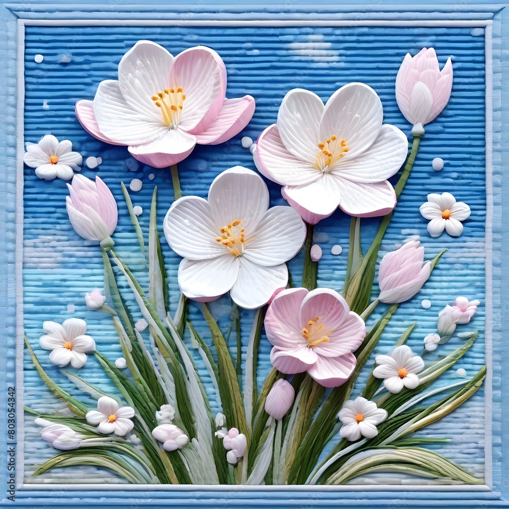 Obraz premium flowers with a vintage texture-Generative AI 