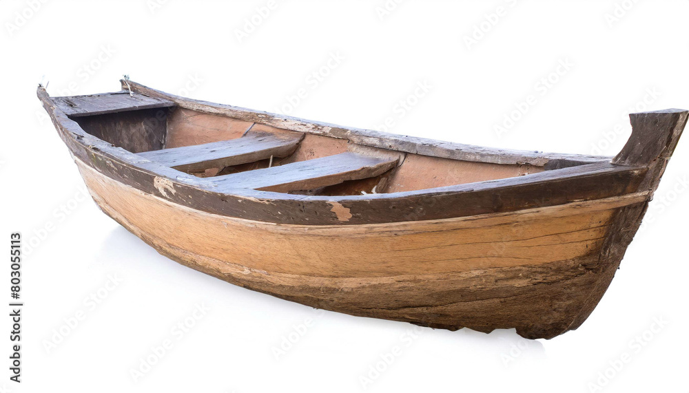 Holzboot isoliert auf weißen Hintergrund, Freisteller Holzboot isoliert auf weißen Hintergrund, Freisteller