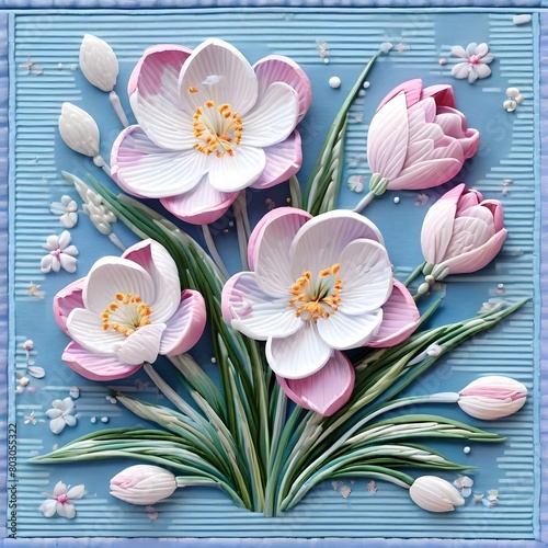 flowers with a vintage texture-Generative AI
