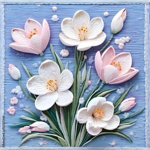 flowers with a vintage texture-Generative AI
