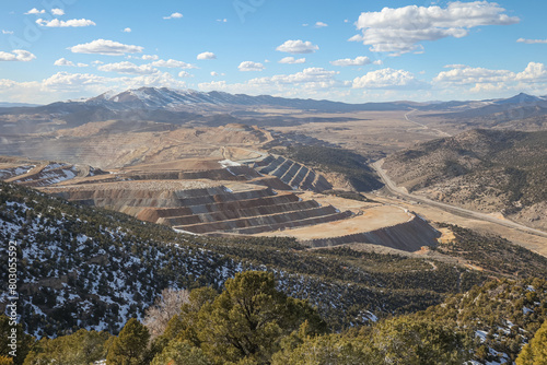 Robinson Mine pit in Ruth, Nevada viewed from an aerial perspective