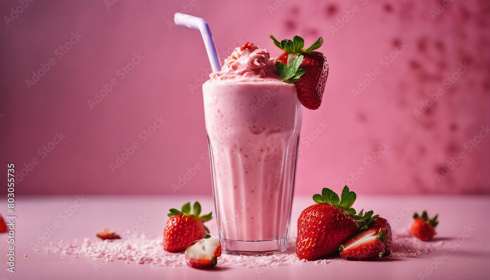 strawberry milkshake with decorative ingredients
strawberry milkshake with decorative ingredients
