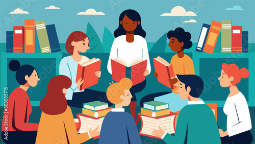 The room was filled with the sound of pages turning as the members of the Secondhand Book Club shared their thoughts on a cherished vintage novel.. Vector illustration