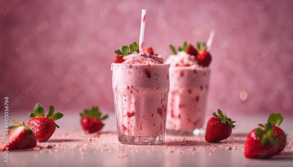 strawberry milkshake with decorative ingredients
strawberry milkshake with decorative ingredients
