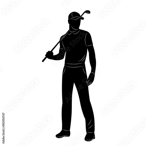 male golfer silhouette on white background vector