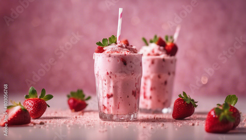 strawberry milkshake with decorative ingredients

