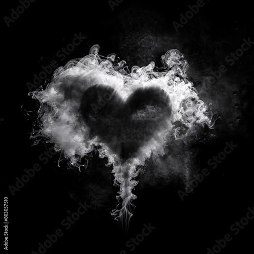A heart-shaped smoke formation against a dark background.
