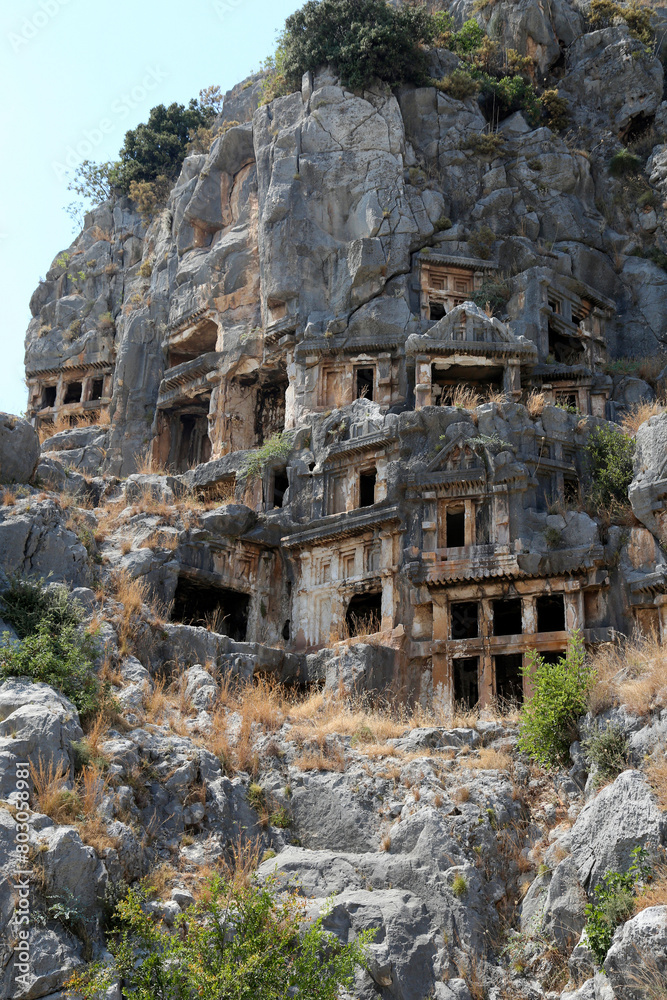 Rock tombs in the ancient city of Myra. Demre, Antalya