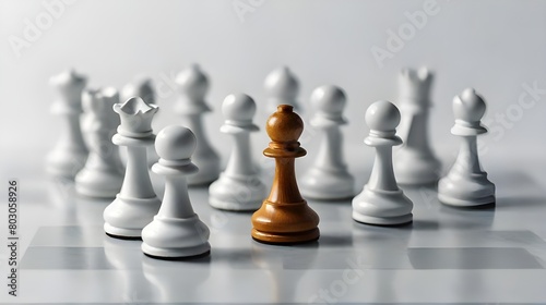 A different color chess pawn outstanding. Leadership concept. Competitive advantage