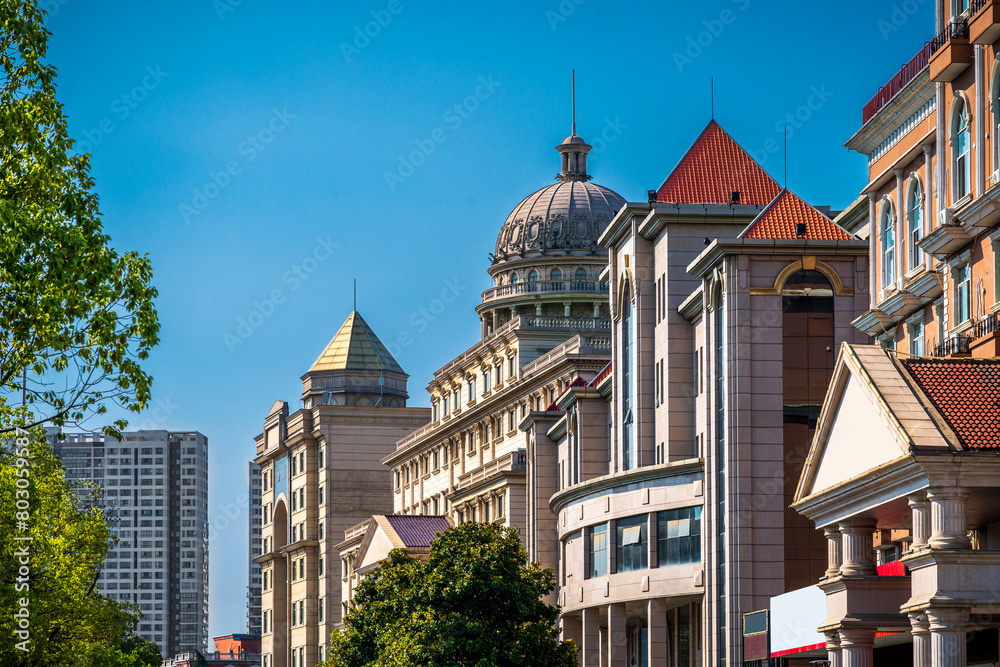 Fototapeta premium Partial close-up of modern urban buildings