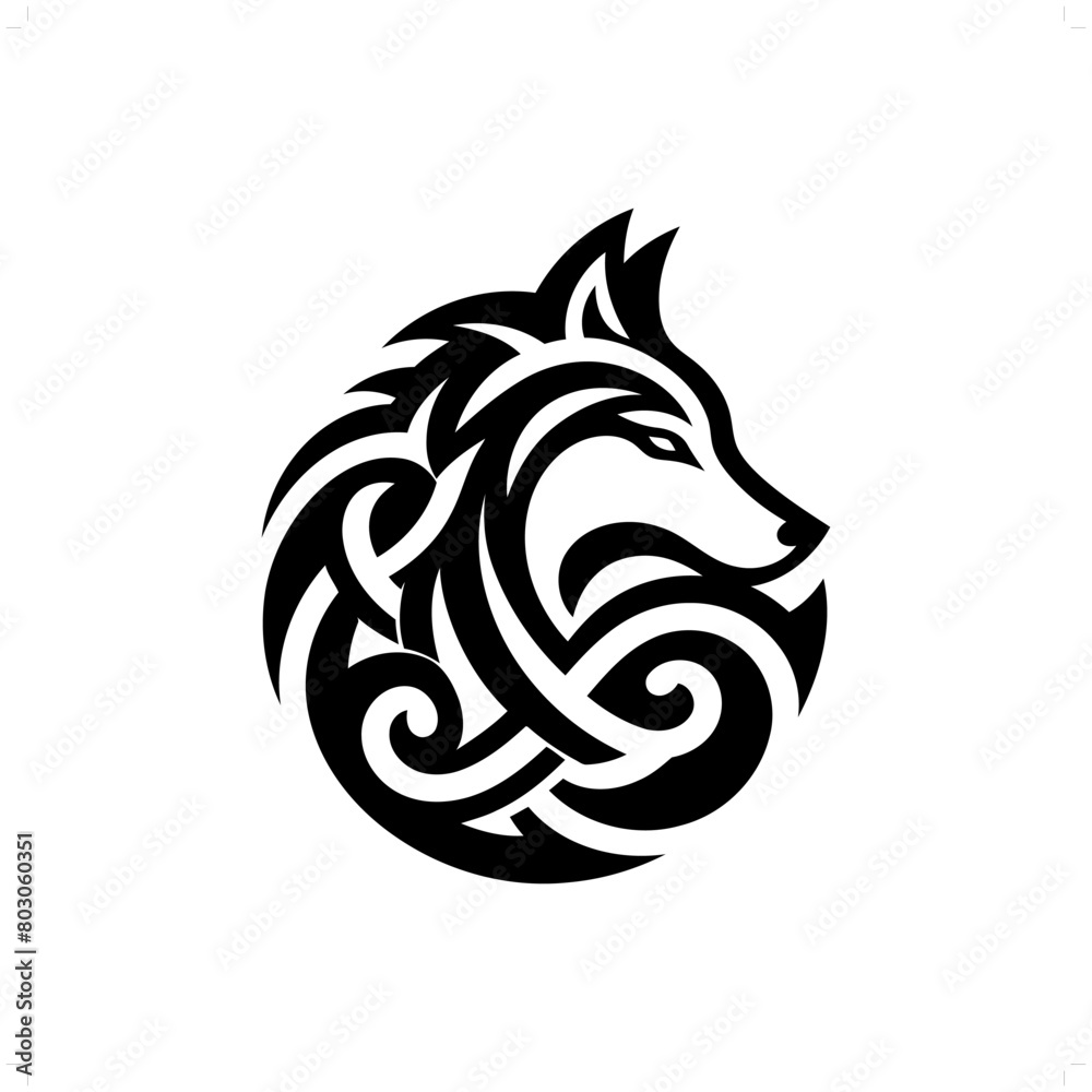 wolf silhouette in animal celtic knot, irish, nordic illustration wolf silhouette in animal celtic knot, irish, nordic illustration