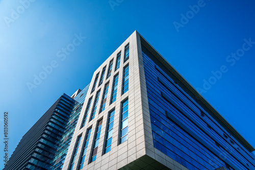 Looking up at a modern city office building