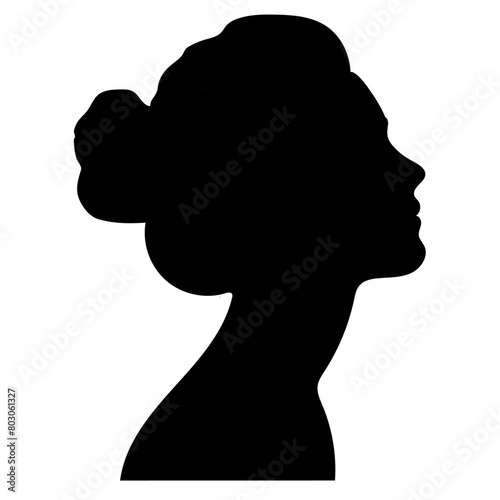 Silhouette of a woman, solo girl silhouette, Feminine Beauty Portrait, Minimalist Female head Silhouette