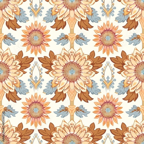 sunflower decorative seamless pattern vector,
