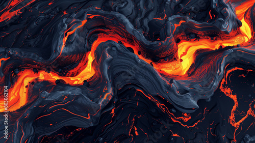 Lava flow captured in 3D, vibrant and powerful, with a minimalist space for messaging photo