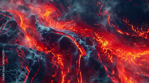 Lava flow captured in 3D, vibrant and powerful, with a minimalist space for messaging photo