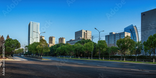 Panoramic View of Corporate Buildings at Sunset