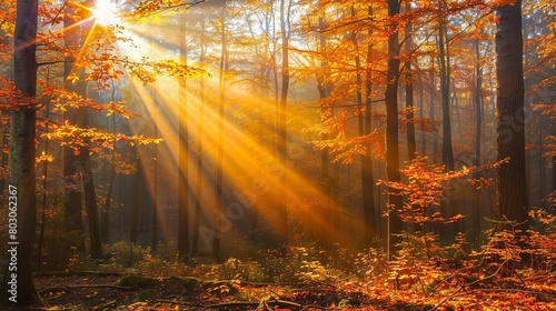autumn forest sun rays in the forest © Zain Graphics