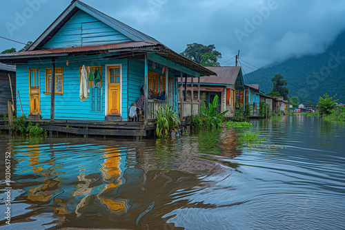 Climate Resilience: An evocative image showcasing communities adapting to climate change impacts, implementing sustainable practices, and building resilience to safeguard their liv photo
