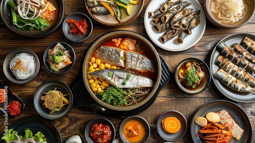 korean food on the table, Generative AI,