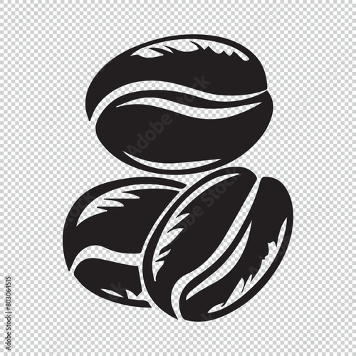 Black simple coffee beans logo icon on transparent background