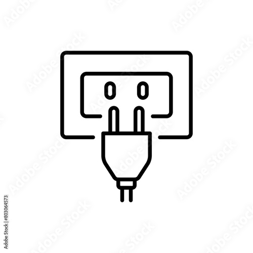 Plug socket outline icons, minimalist vector illustration ,simple transparent graphic element .Isolated on white background