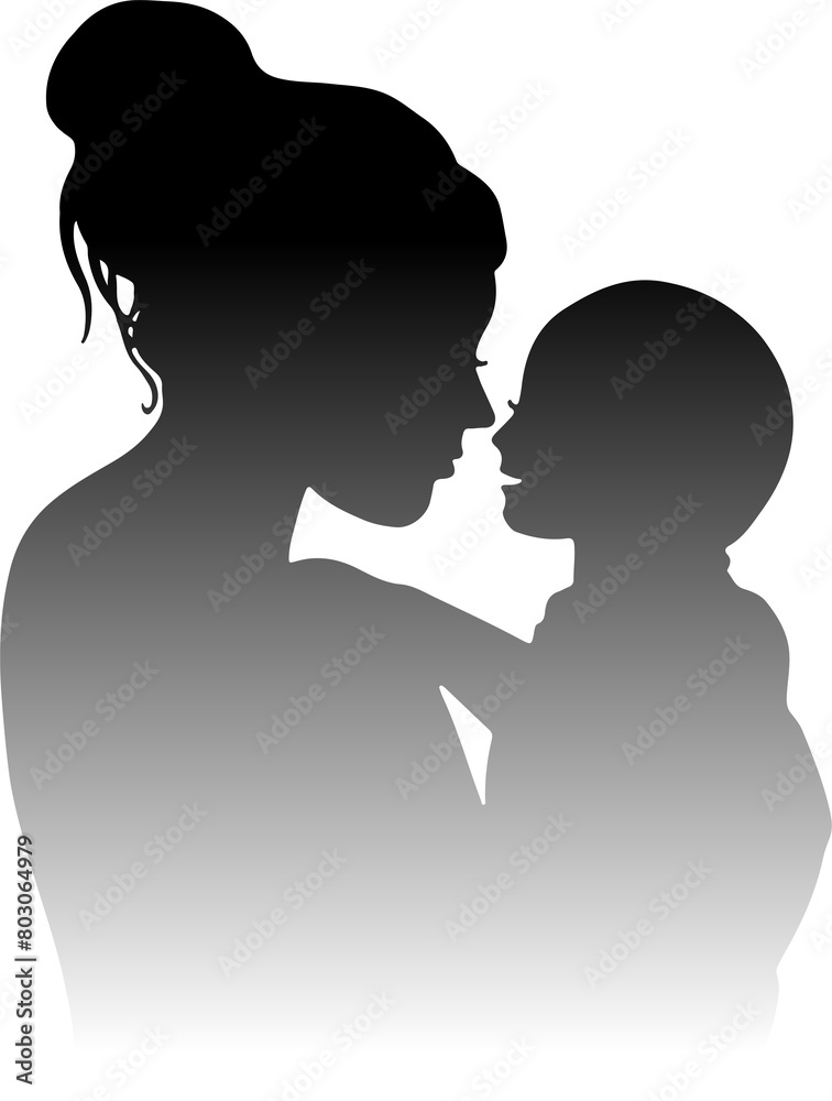 Mother lifting his son silhouette. Vector illustration Mother lifting his son silhouette. Vector illustration