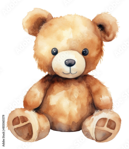 PNG Teddy bear toy plush brown white background