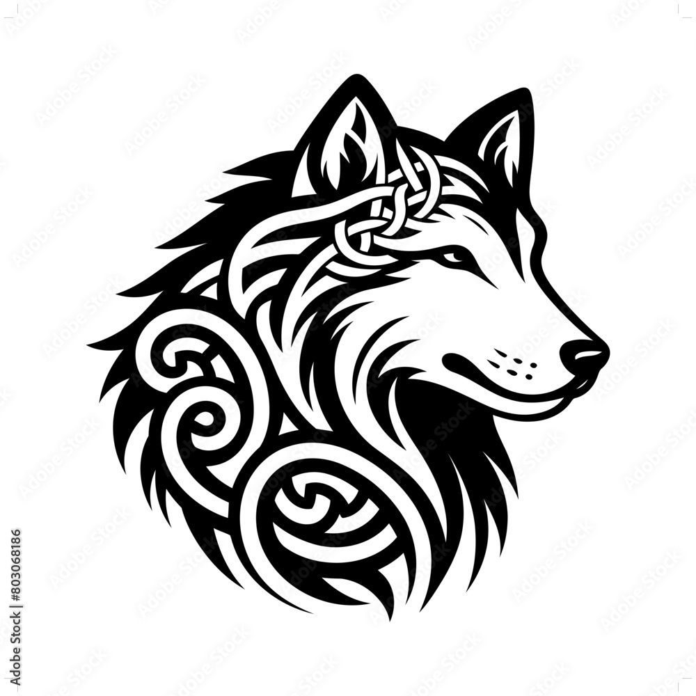 wolf silhouette in animal celtic knot, irish, nordic illustration wolf silhouette in animal celtic knot, irish, nordic illustration