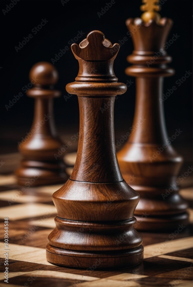 Luxurious, richly decorated chess pieces on the game board. Luxurious, richly decorated chess pieces on the game board.