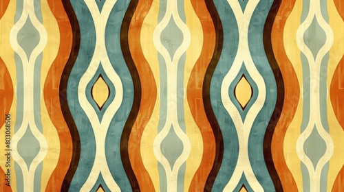 Abstract Retro Wave Pattern in Warm Earth Tones