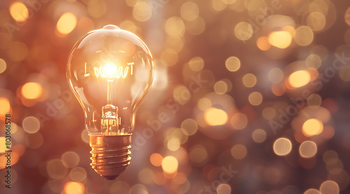 A glowing light bulb surrounded by other lights symbolizing the concept of innovation and creativity. The background is blurred to emphasize the litbulb, which adds an element of mystery or magic.