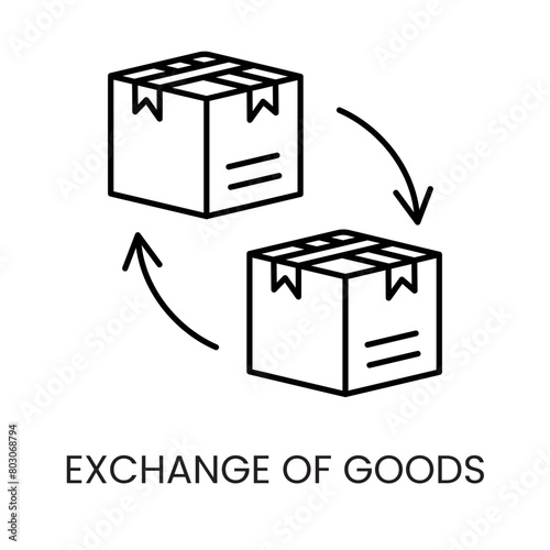 Exchange of goods line vector icon with editable stroke