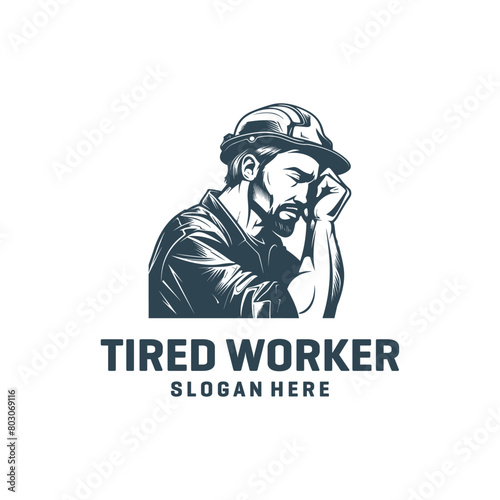 Tired worker logo vector illustration