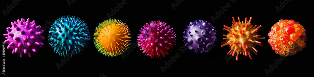 Striking Array of Sea Urchins in a Spectrum of Colors, Isolated Against ...